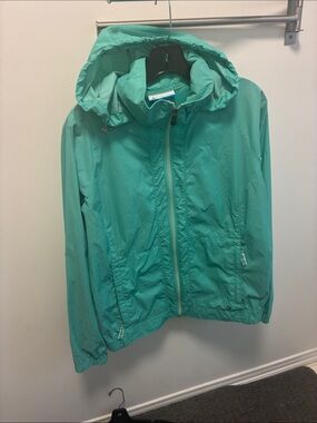 COLOMBIA Lightweight Teal Hooded Windbreaker Jacket - Women's SIZE LARGE